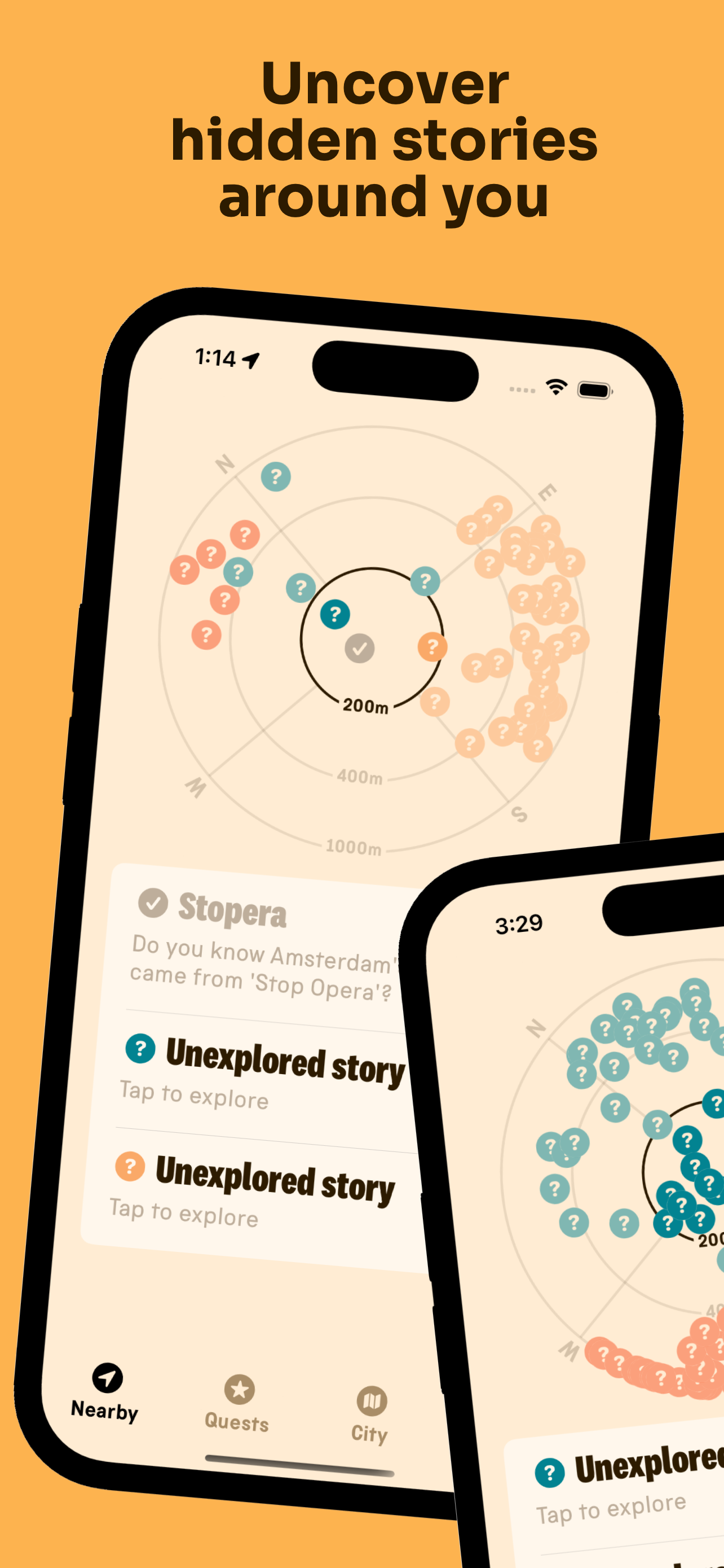 Quests view of the app